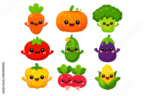 Kawaii Vegetables Collection with Glowing Aura