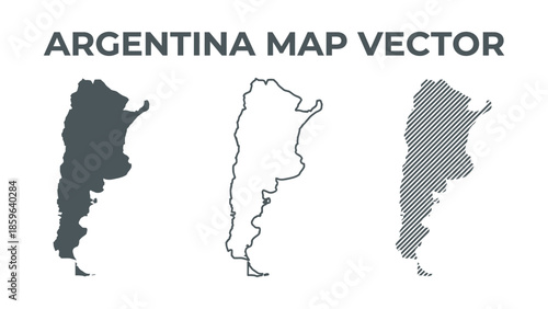 Argentina map vector illustration with three different styles shown