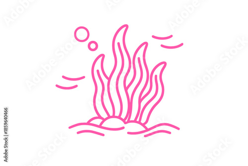 Pink Neon Seaweed Silhouette on Gradient Background
