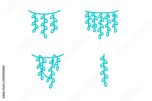 Glowing turquoise leaves on a dark background