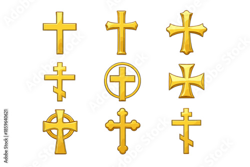 Collection of Golden Christian Crosses