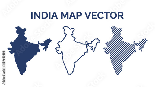 Vector illustration of India map in various styles and formats