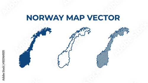 Norway map vector illustration with three different designs shown