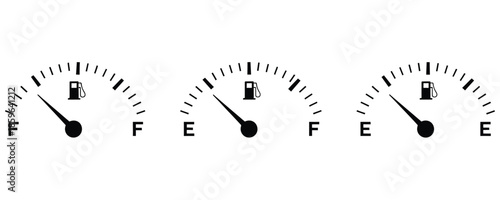 Fuel gauge icons showing different levels of gasoline