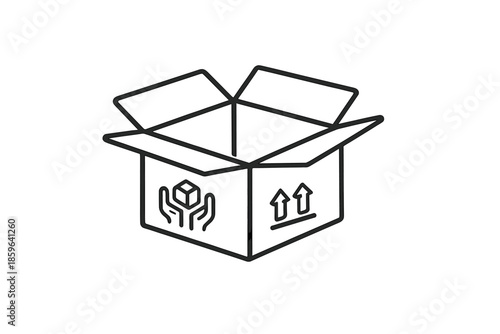 Open Box Icon with Fragile Symbols