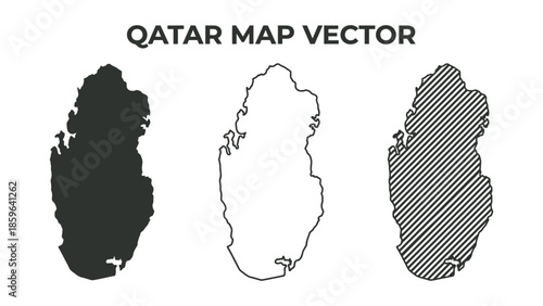 Vector illustrations of Qatar map in various styles and patterns shown
