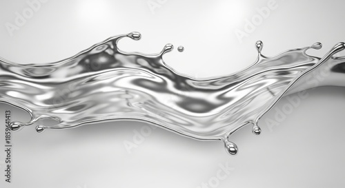 Wallpaper Mural Metallic fluid splash on smooth surface reflecting light in mesmerizing liquid motion Torontodigital.ca