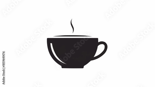 Steaming Hot Coffee Cup Icon Silhouette.