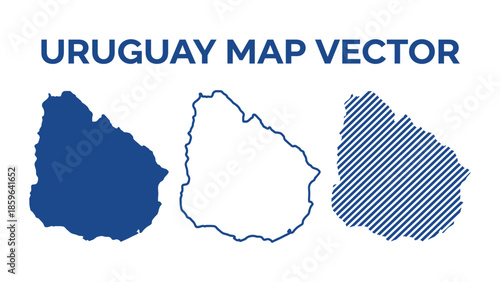 Uruguay map vector illustration with three different style options shown