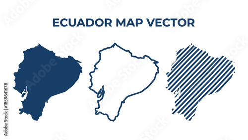 Ecuador map vector illustration with three different style options shown