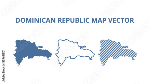 Dominican Republic map vector illustration with country outline and striped pattern