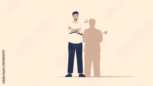 Medical Consultation Illustration Showing a Doctor and a Patient Silhouette Against a Neutral