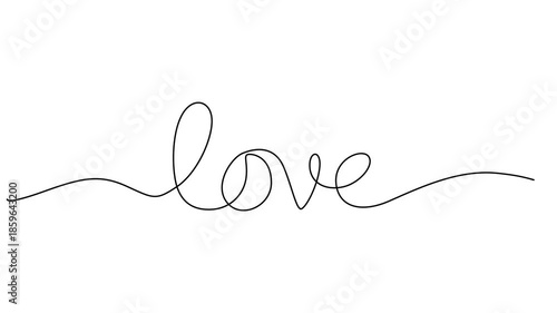 Continuous one line drawing of Love graphic animation video on white background. 4K resolution, Love you text self drawing lettering. Black background, Animated self drawing of continuous line draw. 