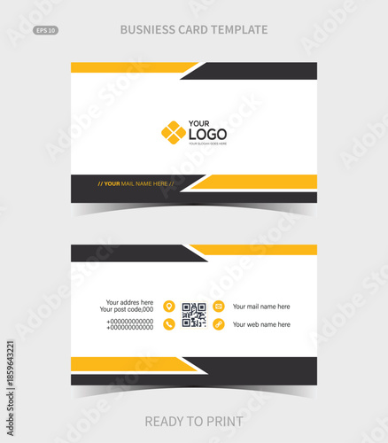 Modern Business Card Template with Yellow and Black Accents