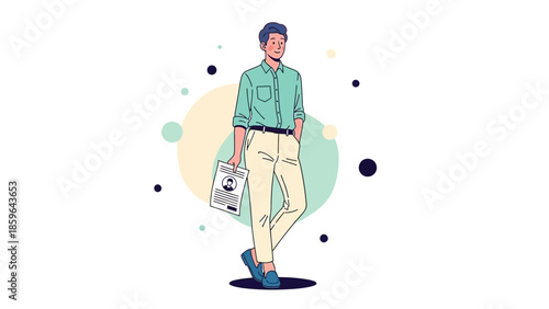 Stylish young professional woman with briefcase standing confidently in casual business attire