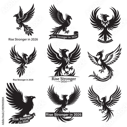 Sharp Feather Phoenix Illustration Black White Banner 2026 Art