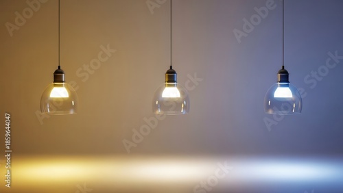 Three pendant lights isolated on transparent background
