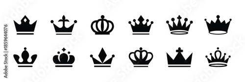 Set of  crown icons. Crown symbols. Set of crown icons. Black crown sign collection . eps 10