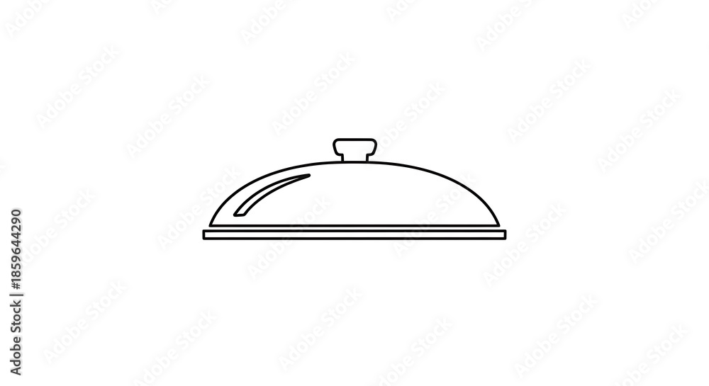 Obraz premium A simple line drawing of a covered serving dish on a white background
