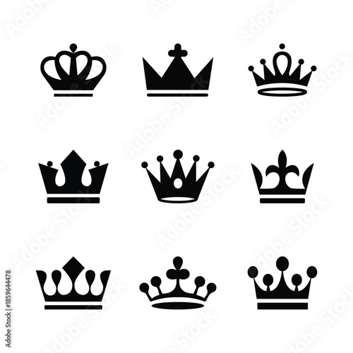 Royal Crown Icon Set Vector Collection .  King and queen crown icon collection . eps10