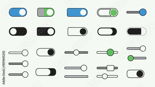 Set of interface toggles and sliders for user controls