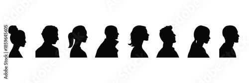 Ultimate Collection of Human Profile Silhouettes – Male and Female Side View Avatar Icons for User Interface, Social Media, and Graphic Design Projects