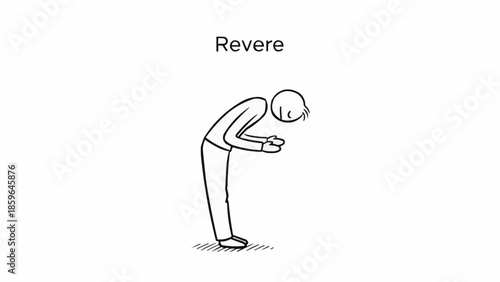 Simple Line Drawing of a Person Bowing in Respect.