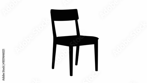 Simple black silhouette of a modern chair on a white background.