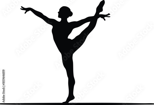 Ballet dancer silhouette. Elegant pose showcasing balance and grace. Dance and movement concept.