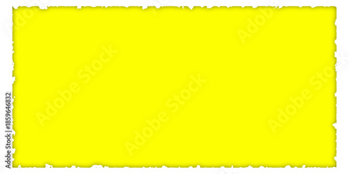 A vibrant yellow rectangular shape with slightly textured white borders, presented on a clean white background, suitable for design elements.