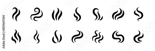 Smoke and Steam Icon Set – Vapor, Aroma, Heat Wave, Smog and Steam Line Vector Icon Collection