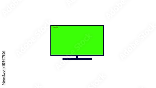 Live Icon Animation on Retro Television Screen. 4K Glowing Live Stream Symbol on Vintage TV Frame. Retro TV Screen with Animated Live Broadcast Sign