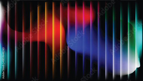 Vibrant colorful abstract background with multicolored vertical stripes and smooth gradient transitions rainbow neon black red orange. Resizable and Editable, EPS 10.