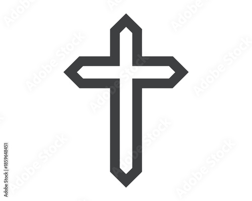 Dark gray geometric cross symbol on white background christianity religion 1