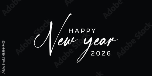 2026 Happy New Year Typography Greeting Card Vector Art Illustration Design