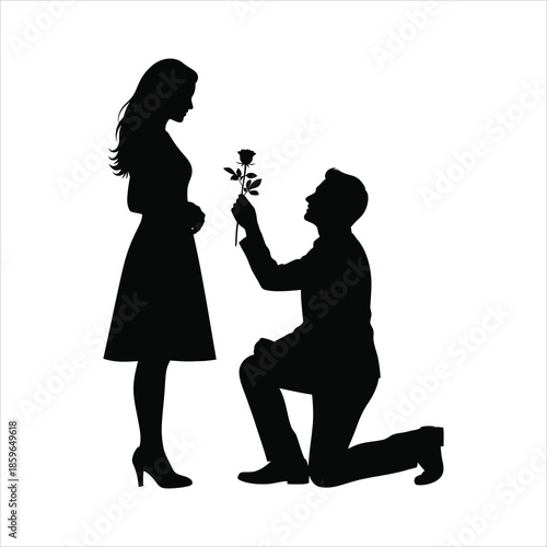 Romantic Proposal Silhouette Illustration