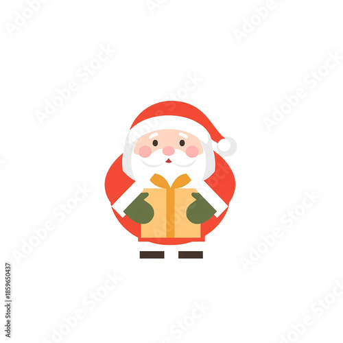 Santa Claus cartoon holding gift isolated on transparent background