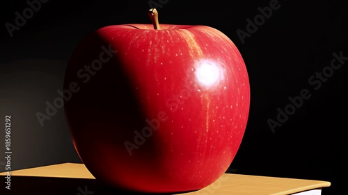 Red Apple on Wooden Surface