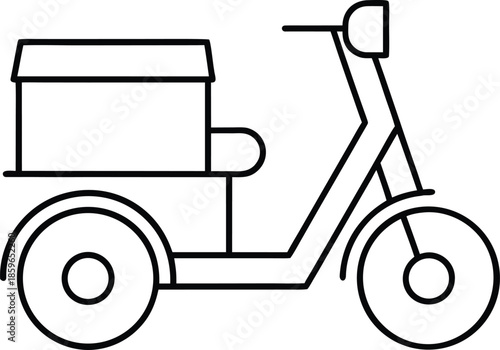 degrowth delivery trike line art vector illustration on transparent background