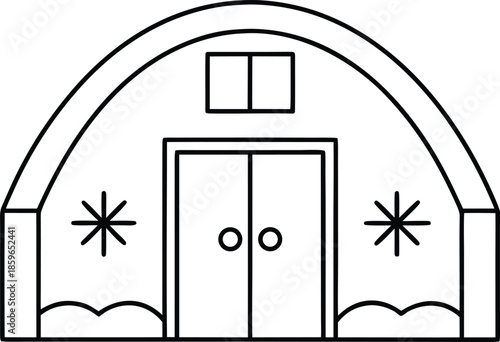 hope after collapse seed vault line art vector illustration on transparent background