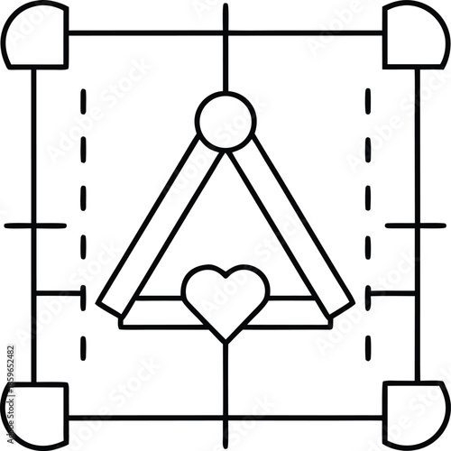 love as infrastructure blueprint line art vector illustration on transparent background