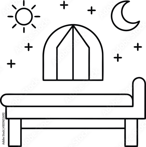 rest as sacred act bench line art vector illustration on transparent background