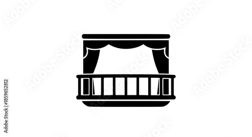 Open balcony black white icon 