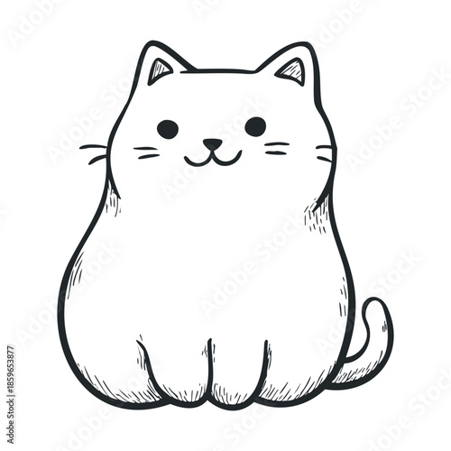 Cute chubby cat character for childrens design projects and prints. Vector illustration