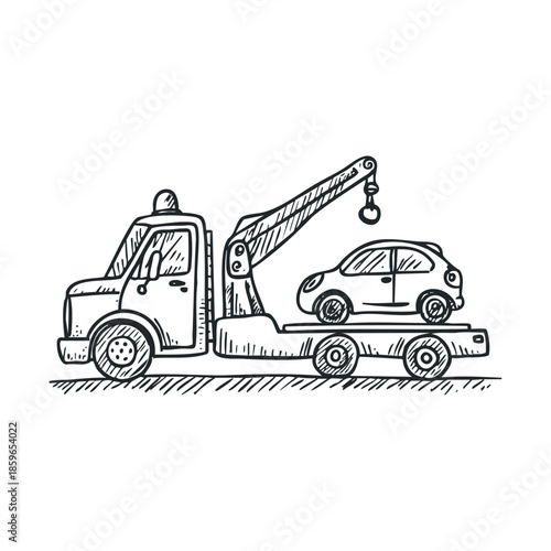 Car towing service for roadside assistance during emergencies. Vector illustration