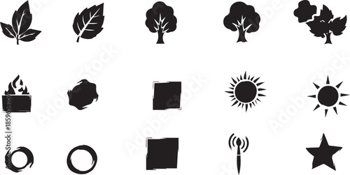 Set of tree and nature vector icons