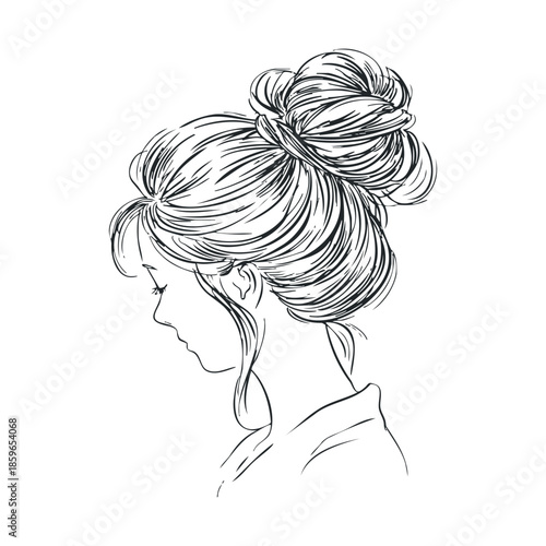 Elegant updo hairstyle design for special occasions or events. Vector illustration
