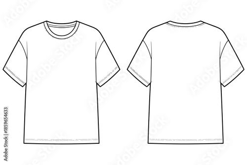 t shirt design,
Men’s Short Sleeve Crew Neck T-Shirt Flat Sketch Vector, Front & Back Technical Drawing Template CAD Mockup