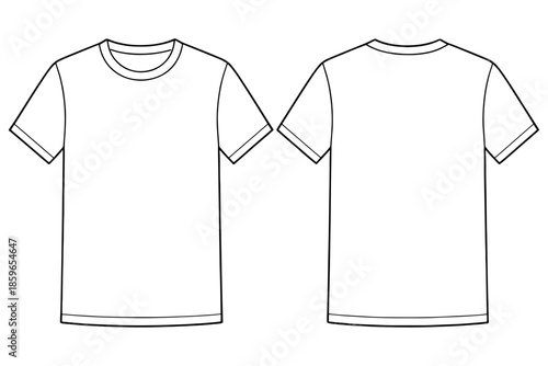 t shirt design,
Short Sleeve Basic T-Shirt Technical Flat Sketch Vector, Men’s & Boys Apparel Mockup