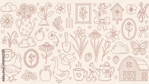 Charming Farm and Garden Whimsy A Delightful Collection of Cute Illustrations